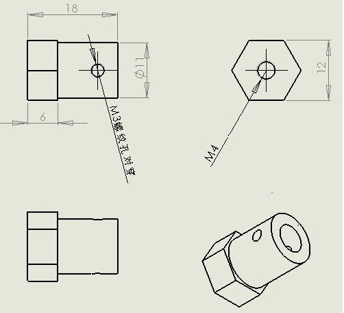 Hex Mini Wheel Coupling dimension